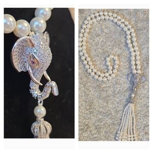 Pearl Necklace with Elephant Pendant